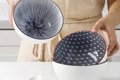 Color relief household ceramic rice bowl (2)