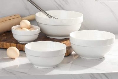Large white thick rim ceramic bowl (1)