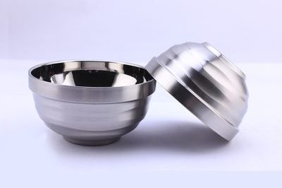 Round cutlery corrugated stainless steel bowl (3)