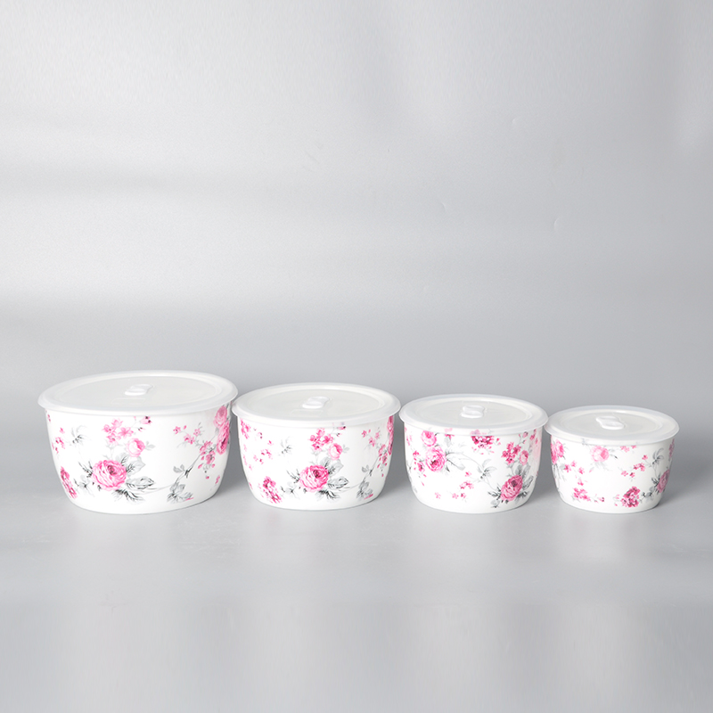 Various sizes ceramic bowls with plastic lids Bowl Manufacturers