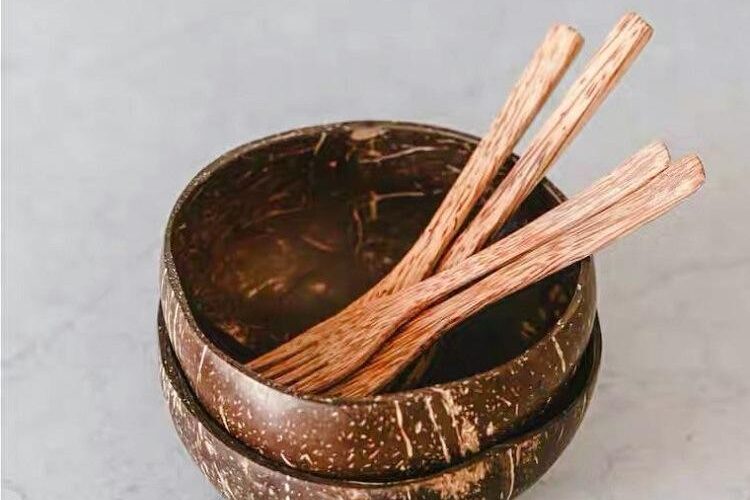 shell bowls with wooden spoons set