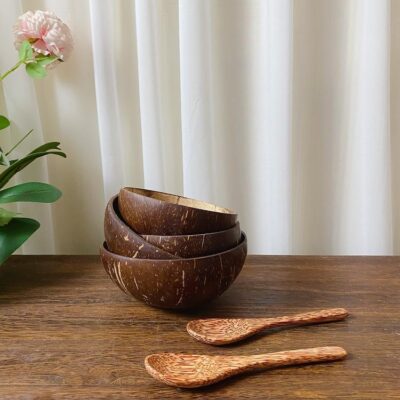 shell bowls with wooden spoons set