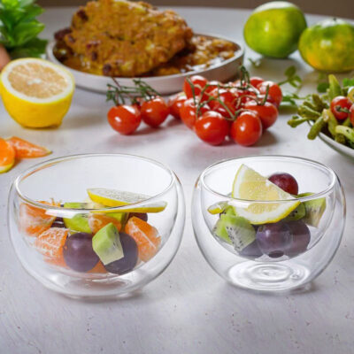 double wall glass bowl set