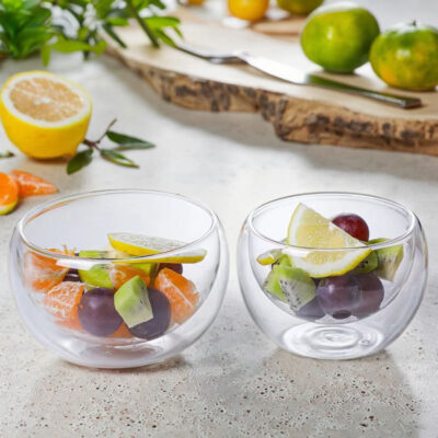 double wall glass bowl set