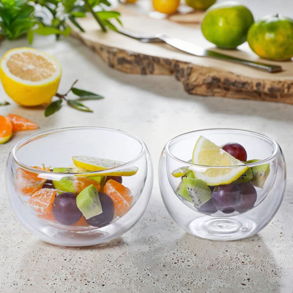 double wall glass bowl set