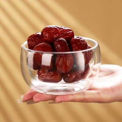 glass salad and ice cream bowl
