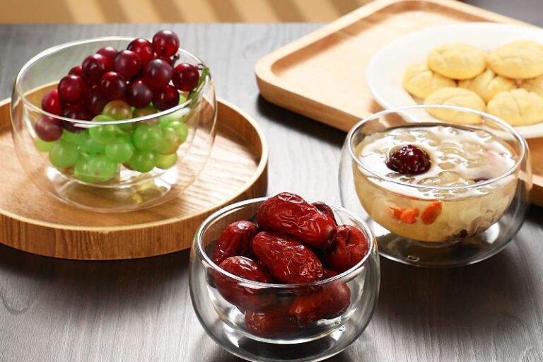 glass salad and ice cream bowl