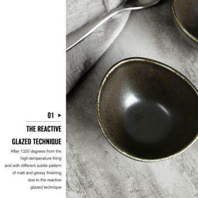 Matte black ceramic bowl with porcelain