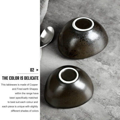 Matte black ceramic bowl with porcelain