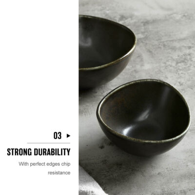 Matte black ceramic bowl with porcelain