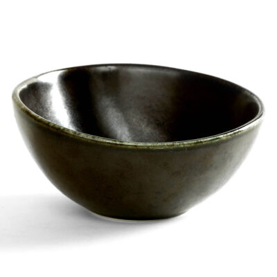 Matte black ceramic bowl with porcelain