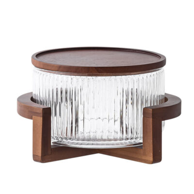 glass salad bowl with lid set