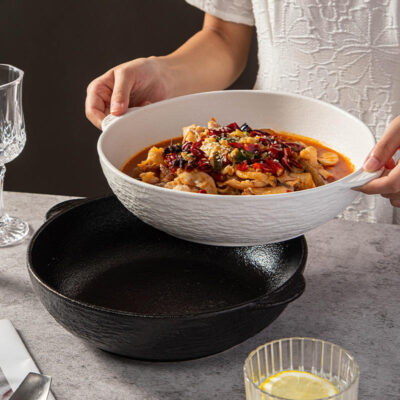 ceramic double-eared ramen soup bowl