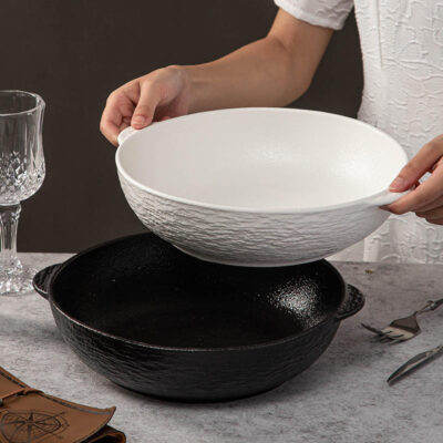 ceramic double-eared ramen soup bowl