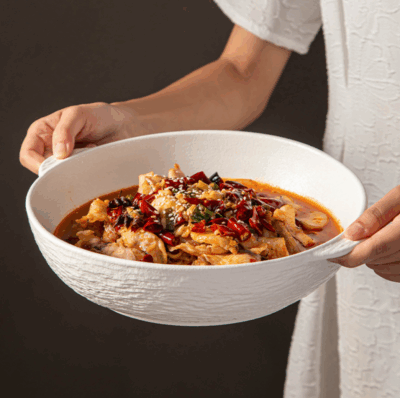 ceramic double-eared ramen soup bowl