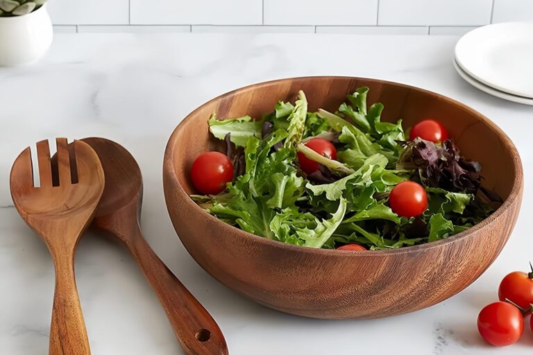 Polished acacia wood salad bowls
