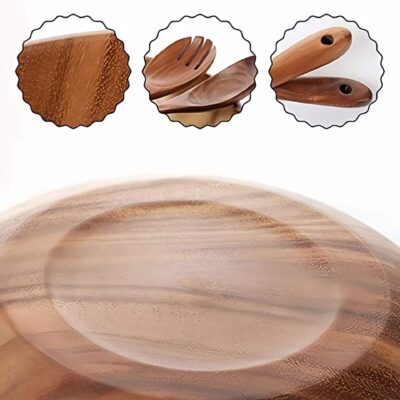 Polished acacia wood salad bowls