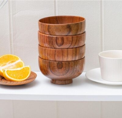 Polished wooden bowl for home