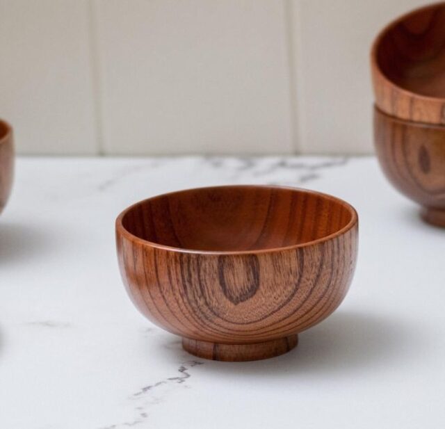 Polished wooden bowl for home