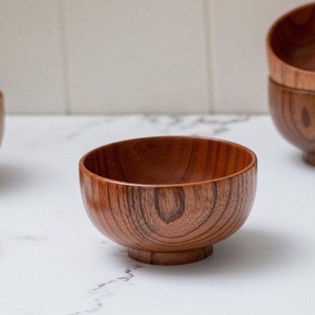 Polished wooden bowl for home