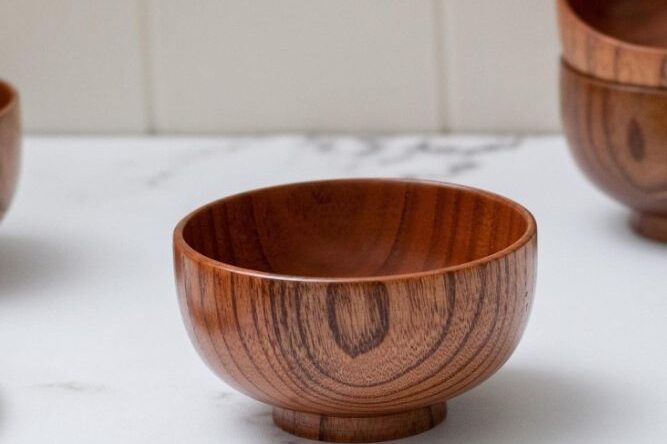 Polished wooden bowl for home