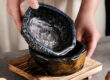 ceramic bowl with tray for snacks