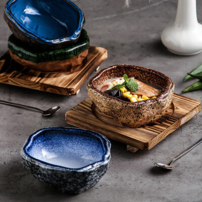 ceramic bowl with tray for snacks