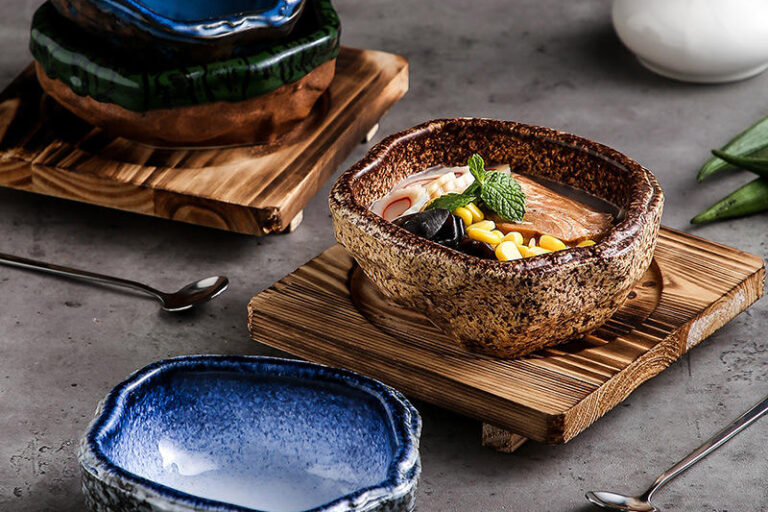 Japanese Porcelain Ceramic Bowls with Tray for Dining (2) ceramic bowl with tray for snacks