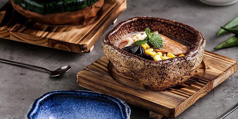 ceramic bowl with tray for snacks