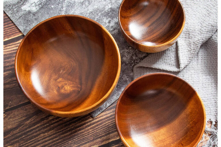acacia wooden salad soup bowls