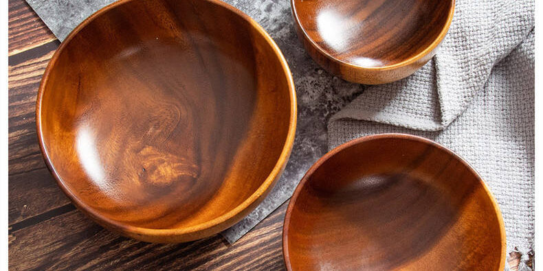 acacia wooden salad soup bowls