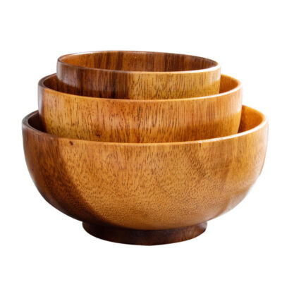 acacia wooden salad soup bowls