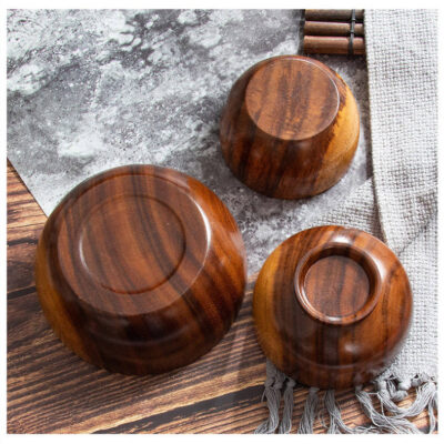 acacia wooden salad soup bowls