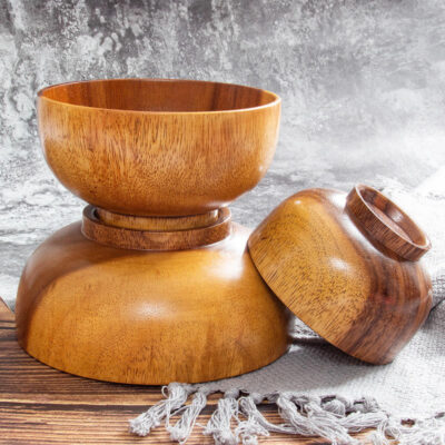 acacia wooden salad soup bowls