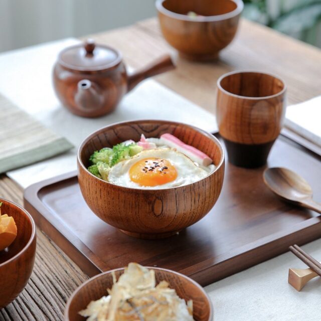 Japanese wooden bowls for soup