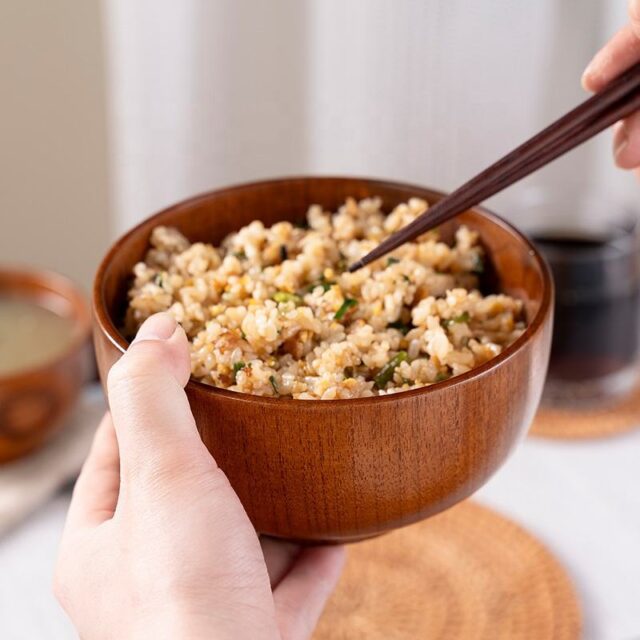 Japanese retro wooden rice bowls