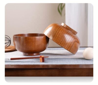 Japanese retro wooden rice bowls
