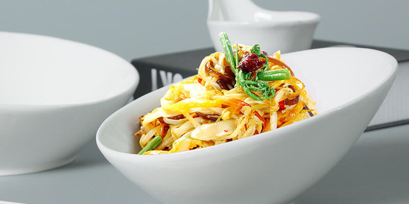 White ceramic bevel bowl for salad