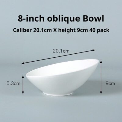 White ceramic bevel bowl for salad