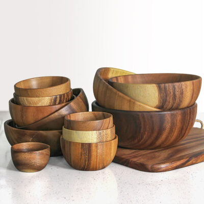 serving bowls and teak fruit bowls