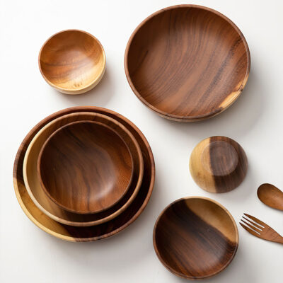 serving bowls and teak fruit bowls