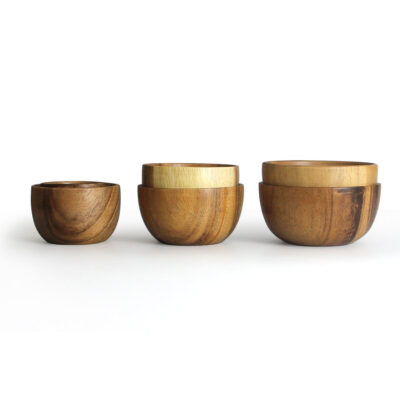 serving bowls and teak fruit bowls