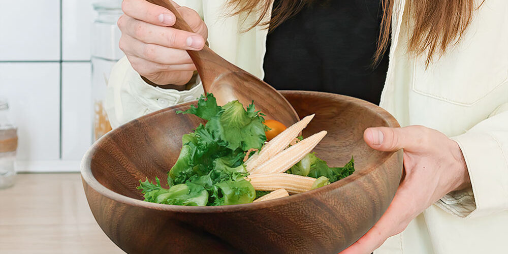 serving bowls and teak fruit bowls
