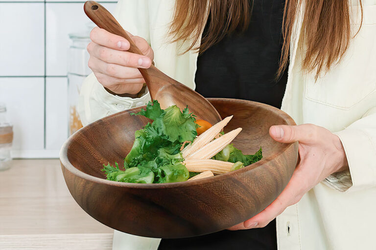 serving bowls and teak fruit bowls