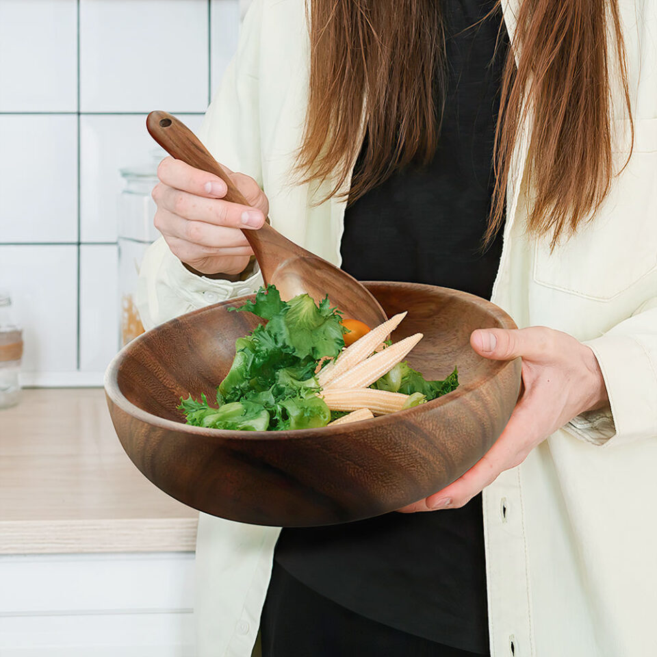 serving bowls and teak fruit bowls