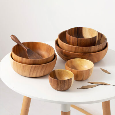 serving bowls and teak fruit bowls