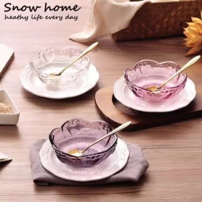 Nordic gold inlay glass dessert bowl