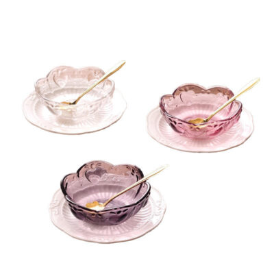 Nordic gold inlay glass dessert bowl