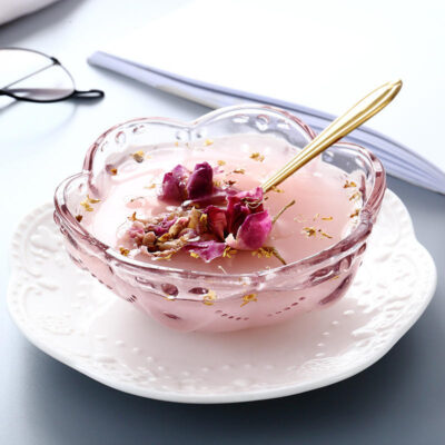 Nordic gold inlay glass dessert bowl