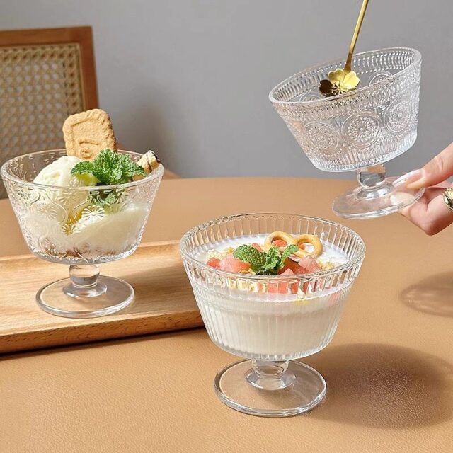 glass dessert and salad bowl